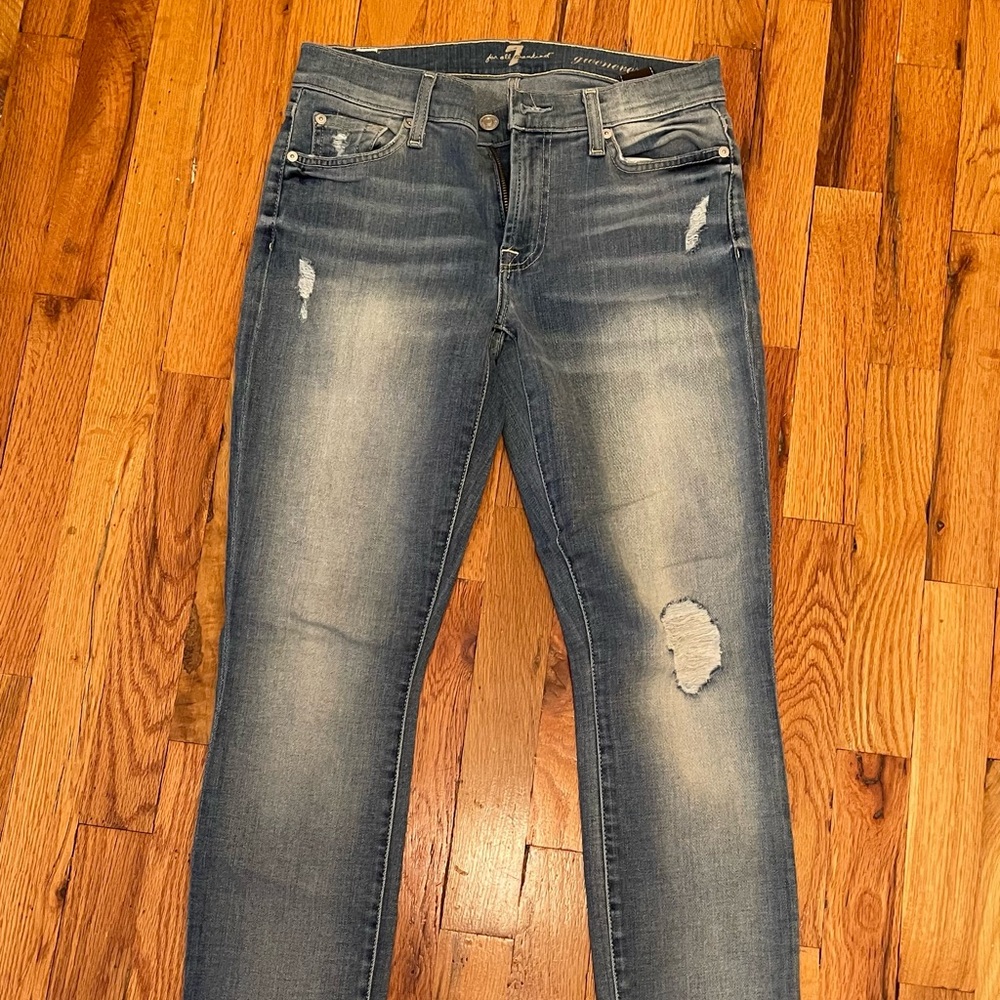 7 for All Mankind Gwenevere Frayed Skinny Jeans
